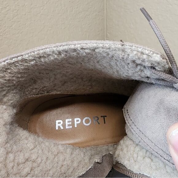 Report- Women’s Tan Poet Shearling Lined Lace-up Size Zip Booties, Size 7 - Picture 6 of 13